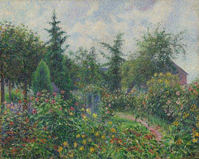 Tuin en kippenhok bij Octave Mirbeau, Les Damps, 1892 door Camille Pissarro
