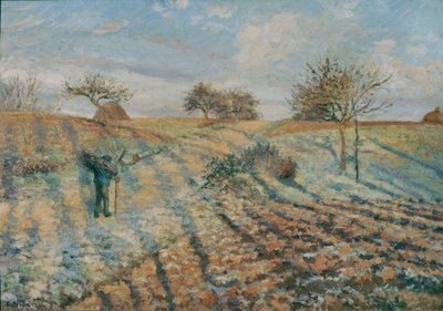 Gelee blanche (Hoarfrost) ... (olieverf op doek) door Camille Pissarro