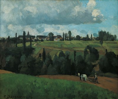 Landschap bij Ennery, bij Pontoise door Camille Pissarro