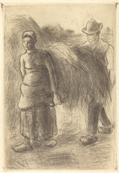 Boeren die hooi dragen, 1900 door Camille Pissarro
