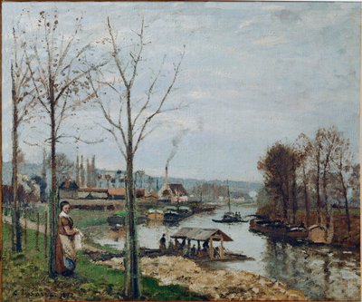 Port-Marly, de wasplaats (olieverf op doek) door Camille Pissarro