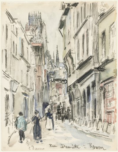 Rue Damiette, Rouen door Camille Pissarro
