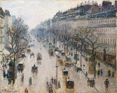 De Boulevard Montmartre op een Winterochtend door Camille Jacob Pissarro