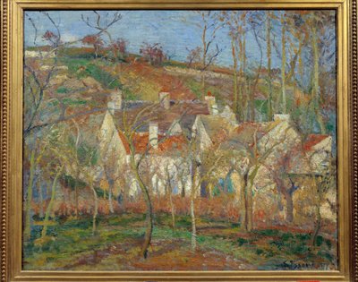 De rode daken, hoek van het dorp, winter door Camille Pissarro