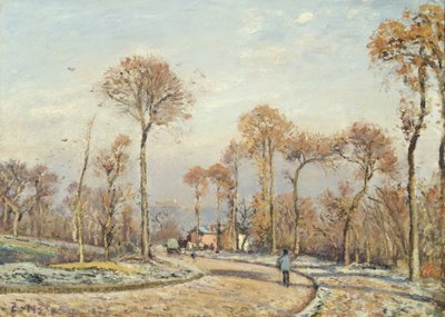 De Weg naar Versailles, Louveciennes: Ochtendvorst door Camille Jacob Pissarro