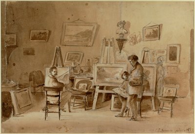 Het atelier van de kunstenaar, Caracas, Venezuela Schets ... door Camille Pissarro