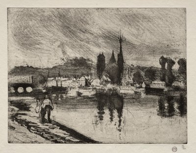 Uitzicht op Rouen door Camille Pissarro
