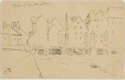 Watermolens in Meaux door Camille Pissarro