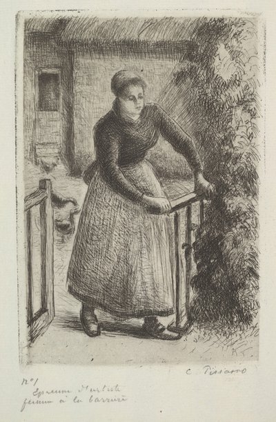 Vrouw bij de poort, 1889 door Camille Jacob Pissarro