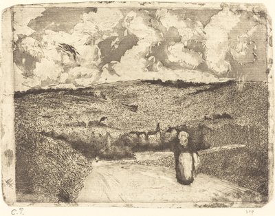 Vrouw op de Weg (La femme sur la route) door Camille Pissarro