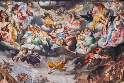 Engelen die muziek spelen (detail) door Camillo Procaccini