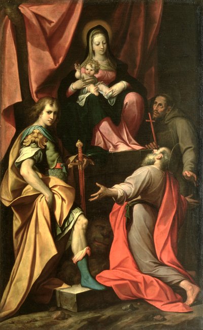 Madonna en kind met Sint Vitalis, Sint Hiëronymus en Sint Franciscus door Camillo Procaccini