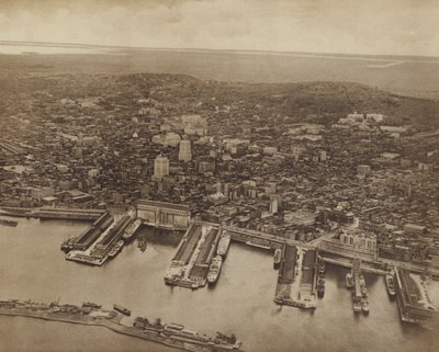 Algemeen zicht op Montreal, kijkend naar het noorden (z/w foto) door Canadian Photographer