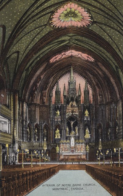Interieur van de Notre Dame kerk, Montreal, Canada (foto) door Canadian Photographer