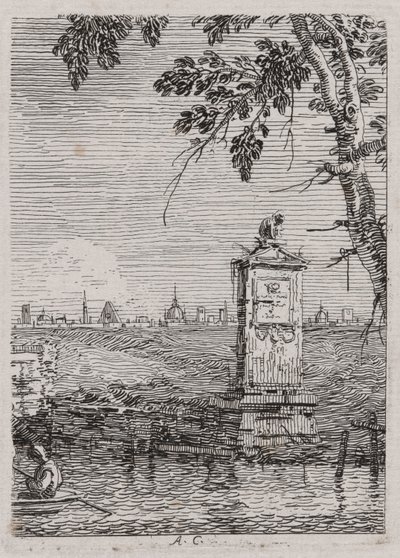 Het kleine monument, uit de serie Vedute (Gezichten) door Canaletto (Giovanni Antonio Canal)