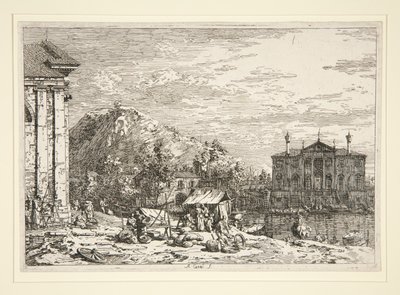 De markt in Dolo, uit de serie Vedute (Gezichten) door Canaletto (Giovanni Antonio Canal)