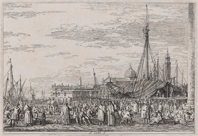 De Markt op de Molo, uit de serie Vedute (Gezichten) door Canaletto (Giovanni Antonio Canal)