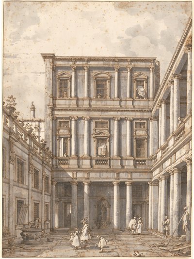Een Venetiaanse Binnenplaats, in de Procuratie Nuove door Canaletto
