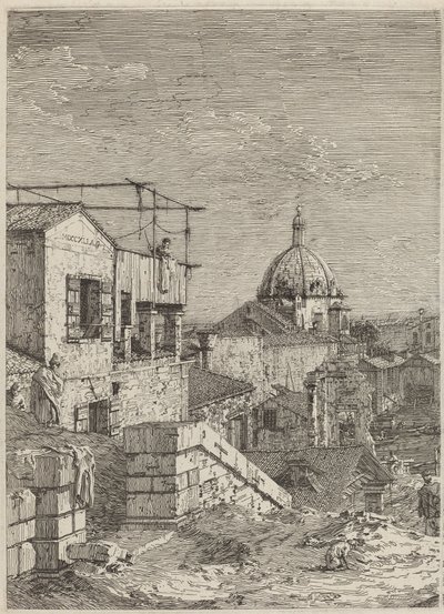Het huis met de inscriptie door Canaletto
