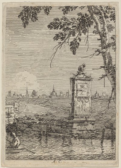 Het kleine monument door Canaletto