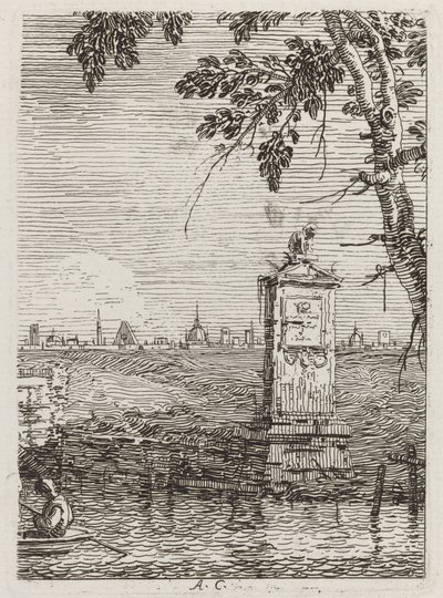 Het kleine monument [links] door Canaletto
