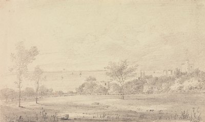 Landschap met kasteel in de verte, Isle of Wight door Capt. Thomas Hastings