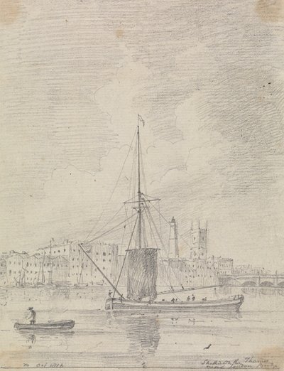 Schepen op de Theems bij London Bridge, Oktober 1816 door Capt. Thomas Hastings