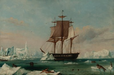 USS Vincennes in de Teleurstellingsbaai (olieverf op doek) door Captain Charles (attributed to) Wilkes