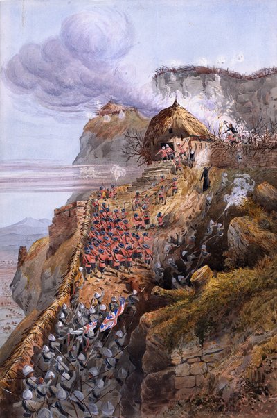 Bestorming van de Poort, Magdala, Abessinië door Captain Cornelius Francis James