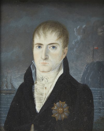 Portret van Napoleon Bonaparte op het eiland Sint-Helena door Captain Dodgin
