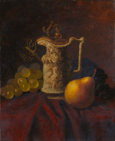 Stilleven met kan en fruit door Carducius Plantagenet Ream
