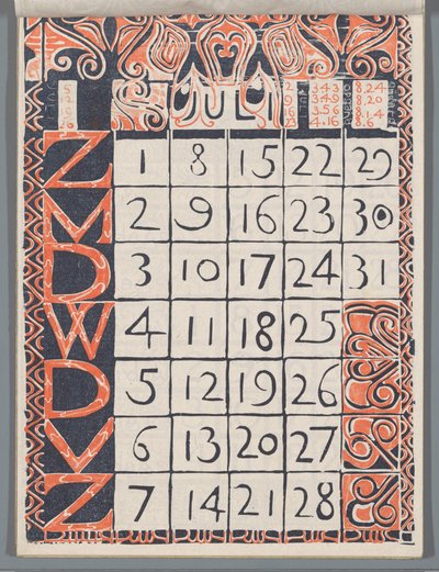 Kalenderblatt Juli 1900 door Carel Adolph Lion Cachet