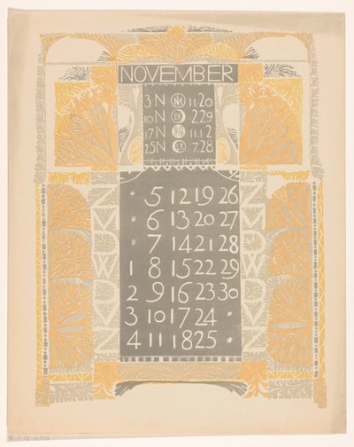 Kalenderblatt November 1899 door Carel Adolph Lion Cachet