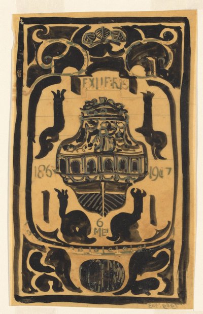Entwurf für ein Exlibris für D. Goedkoop door Carel Adolph Lion Cachet