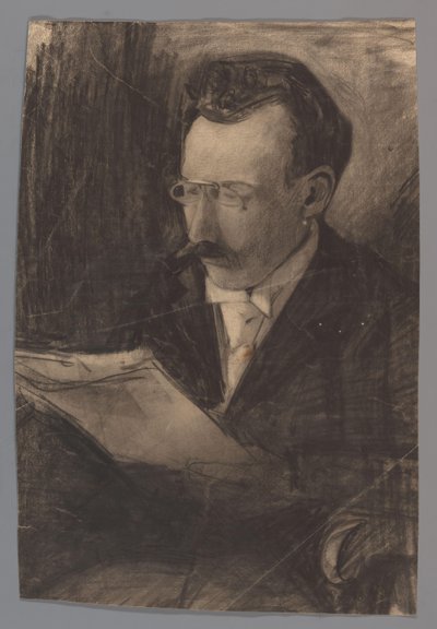 Portret van een man, lezend door Carel Adolph Lion Cachet