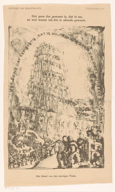 Toren met landennamen door Carel Adolph Lion Cachet