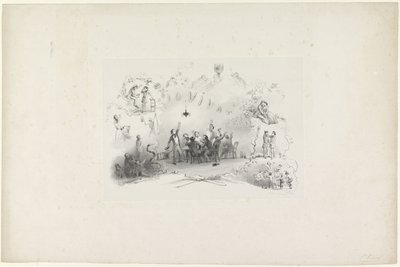 Spotprent uit Leidse studentenalmanak, 1849 door Carel Christiaan Antony Last