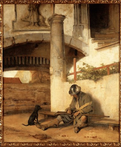 De slapende schildwacht door Carel Fabritius