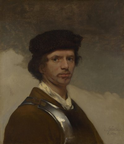 Jonge man met bontmuts door Carel Fabritius