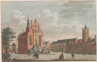 Markt en stadhuis van Schiedam, ca. 1790 door Carel Frederik Bendorp (I)
