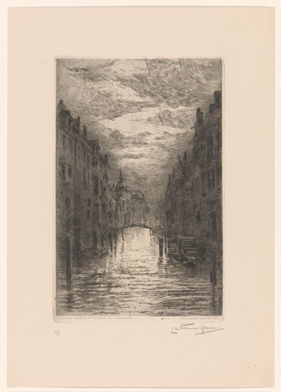 Kanaal in Dordrecht bij avond door Carel Nicolaas Storm van 