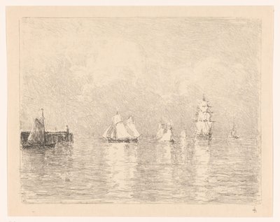 Zeilschepen bij de rede van Cuxhaven door Carel Nicolaas Storm van 