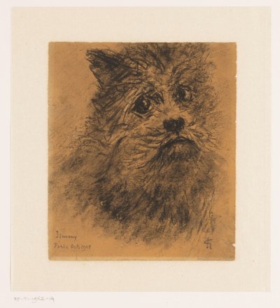 Portretstudie van hond Jimmy door Carel Nicolaas Storm van 