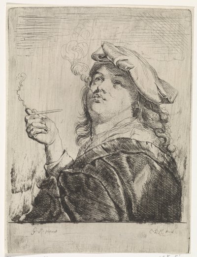 Roker met een pijp in de hand door Carel de Moor (II)