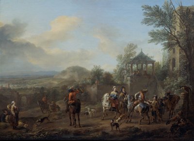 Vertrek voor de jacht door Carel van Falens or Valens