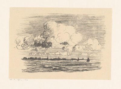 Wolken boven water door Carl August Breitenstein