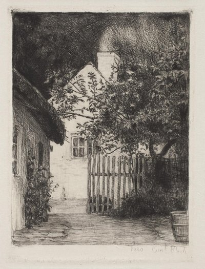 De twee huizen en de fruitboom door Carl Bloch