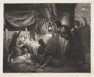 Aanbidding der herders door Carl Bloch