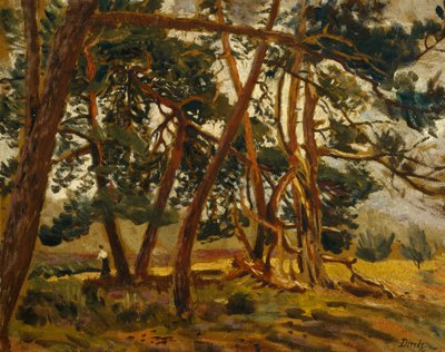 Vrouw in boslandschap (schilderij) door Carl-Edvard Diriks