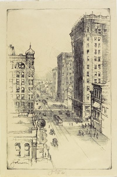 Hennepin Avenue onder Sixth Street door Carl Edward Johnson